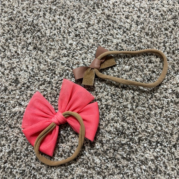 LOU LOU & COMPANY Pink Tulle and Brown Leather Headband Bow Bundle - Picture 4 of 4